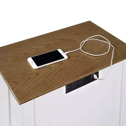 Wood & White Two-Tone Charging Open Accent Table