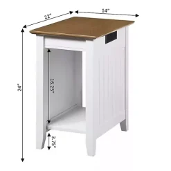 Wood & White Two-Tone Charging Open Accent Table