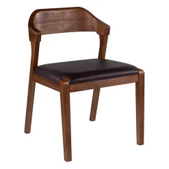 Wood and Faux Leather Dining Chair