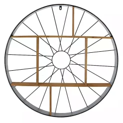 Wood and Iron Bicycle Wheel Shelf