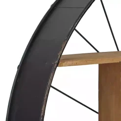 Wood and Iron Bicycle Wheel Shelf