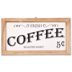 Wood and Metal Coffee Framed Plaque