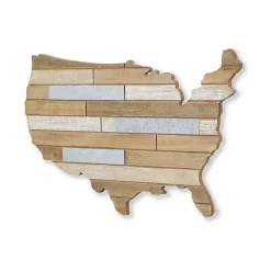 Wood and Metal Plank USA Map Wall Plaque