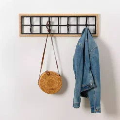 Wood and Metal Twisted Frame Hook Rack