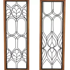 Wood and Metal Wire Wall Plaques, Set of 2