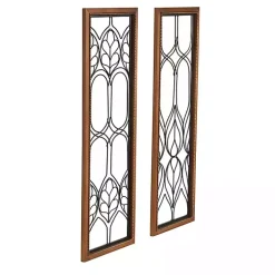 Wood and Metal Wire Wall Plaques, Set of 2