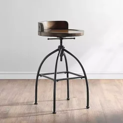 Wood Edgar Industrial Adjustable Stool