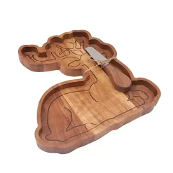 Wood Reindeer Serving Board with Spreader