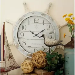 Wood Ship Wheel Wall Clock