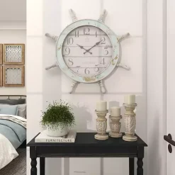 Wood Ship Wheel Wall Clock