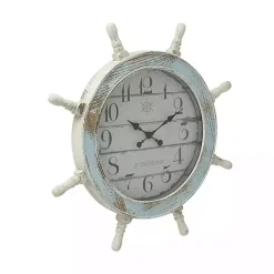 Wood Ship Wheel Wall Clock