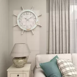 Wood Ship Wheel Wall Clock
