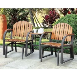 Wood Slat Attached Frame 3-pc. Outdoor Chair Set