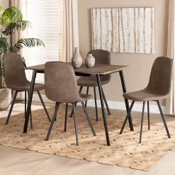 Wood Table and Leather Chairs 5-pc. Dining Set