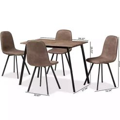 Wood Table and Leather Chairs 5-pc. Dining Set
