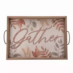 Wooden Autumn Leaves Gather Serving Tray