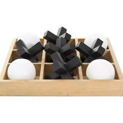 Wooden Black & White 3D Tic Tac Toe Set