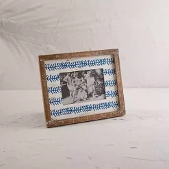 Wooden Blue Printed Picture Frame, 5x7