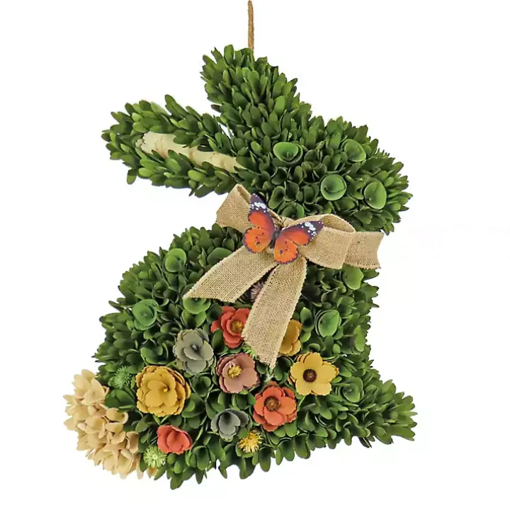 Wooden Floral Bunny Shaped Wreath