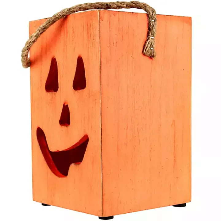 Wooden Jack O' Lantern Candle Holder