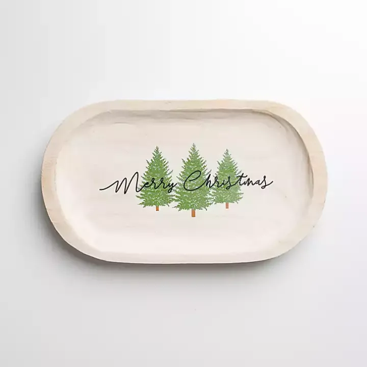 Wooden Merry Christmas Decorative Tray