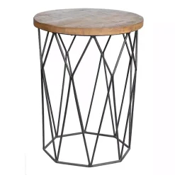 Wooden Top Geometric Chadwick Accent Table