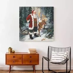 Woodland Santa Canvas Art Print
