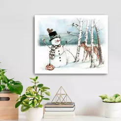 Woodland Snowman Canvas Art Print