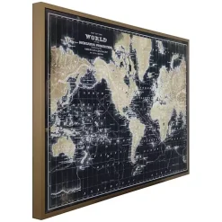 World Map on Black Framed Art Print