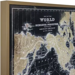 World Map on Black Framed Art Print