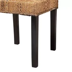 Woven Banana Fiber and Mahogany Dining Chair