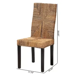 Woven Banana Fiber and Mahogany Dining Chair