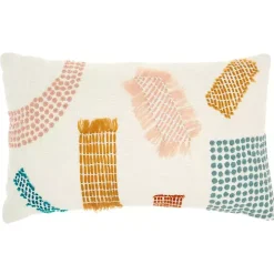 Woven Geometric Patches Lumbar Pillow