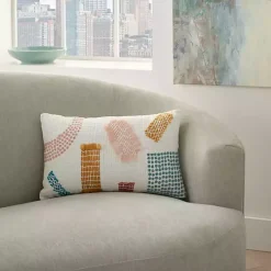 Woven Geometric Patches Lumbar Pillow