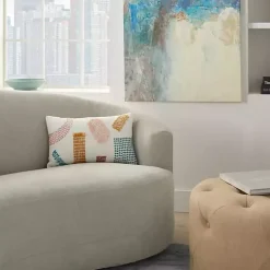 Woven Geometric Patches Lumbar Pillow