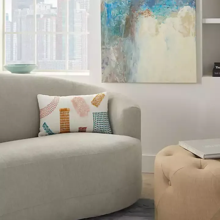 Woven Geometric Patches Lumbar Pillow