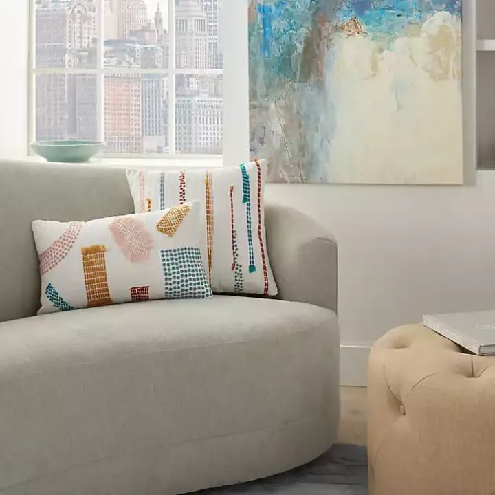 Woven Geometric Patches Lumbar Pillow