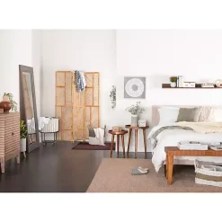 Woven Leather Textured Wood Bench