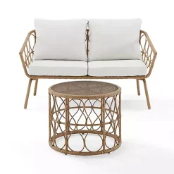 Woven Loop Rattan 2-pc. Outdoor Loveseat Set