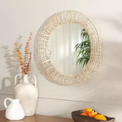 Woven Natural Cane Round Alia Wall Mirror