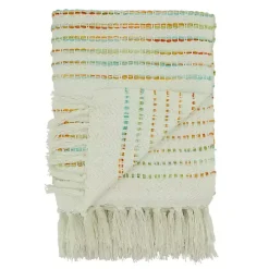 Woven Rainbow Stripe Tassel Throw