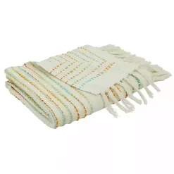 Woven Rainbow Stripe Tassel Throw