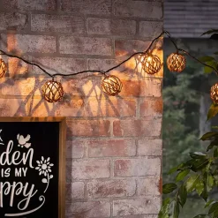 Woven Rattan Bulb Outdoor String Lights
