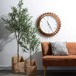 Woven Rectangle Baskets with Handles, Set of 2