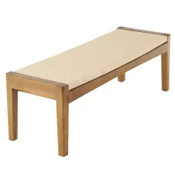 Woven Rope and Birch Wood Bench