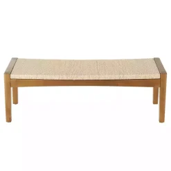 Woven Rope and Birch Wood Bench