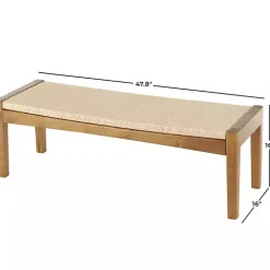 Woven Rope and Birch Wood Bench