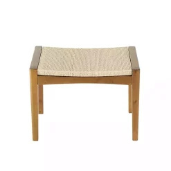 Woven Rope and Birch Wood Stool Ottoman