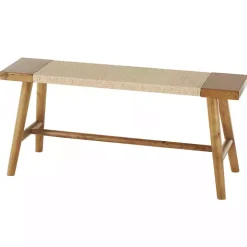 Woven Rope Narrow Wood Bench