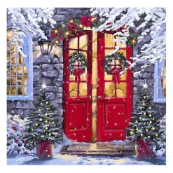 Wreaths on a Red Door Canvas Art Print
